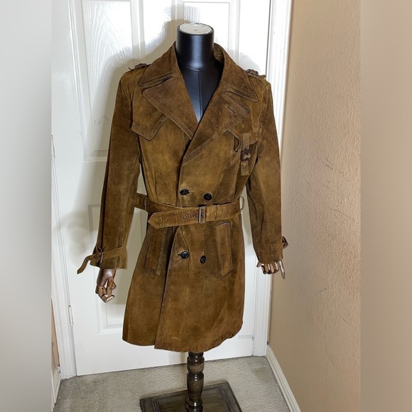 Baracuta Mens Leather Suede Trench Jacket Size 44​​​​​​​​ - Picture 1 of 16